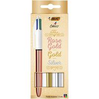 Esfer. 4 cores, dourado, rosa, prat. e Shine dourado – BIC