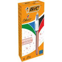 Esferográfica de 4 cores rosa dourado – conjunto de 12 – BIC