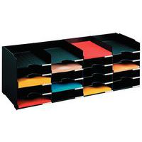 Organizador multi-compartimentos horizontal - Cor preto - Paperflow