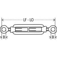 LF - LO = Comprimento mín. - Comprimento máx.B = Ø olhal 