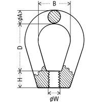 A = Secção ØB = Largura interiorD = Altura interiorH = Pé alturaW = Tamanho roscagem