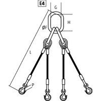 Ø F = Ø anelG = largura útil do anelH = altura útil do anelP = abertura do ganchoL = comprimento