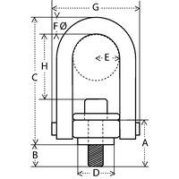 A = Comprimento da roscaC = Altura totalD = Largura interiorF = Ø da secçãoG = Largura totalH = Altura interior