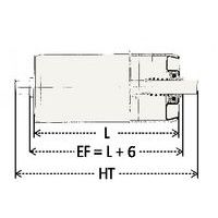 - L: comprimento do rolo- EF: comprimento do rolo + 6 mm- HT: comprimento total = comprimento do rolo + 30 mm