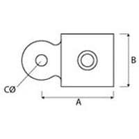 Dimensão do tubo	A        B      CØ 27 mm         56      39    10Ø 42 mm         75      45    10Ø 48 mm         75      45    10