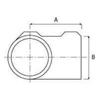 Dimensão do tubo	A 	B Ø 27 mm 	44 	36Ø 42 mm 	60 	54Ø 48 mm 	68 	64