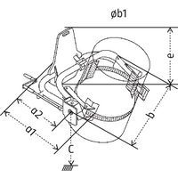 a1 = Profundidade totala2 = Profundidade útilb = Largura totalb1 = Ø máx.c = Altura de elevação mínimae = Altura