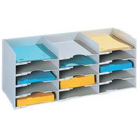 Organizador multi-compartimentos horizontal - Cor cinzento - Paperflow