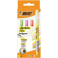 Marcador BIC Highlighter Grip Flex - Cores sortidas - Embalagem de 4