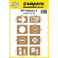 Estêncil para sinalização de pavimento – Kit Industry II – 8 placas – Ampere System