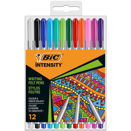 Caneta de feltro Intensity, corpo metalizado, cores sortidas – BIC