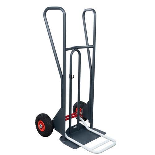 Porta-cargas ergonómico de 350 kg com basculamento assistido – Pegas fechadas – Rodas pneumáticas