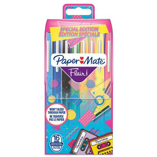 Caneta de feltro Flair Retro Trends – 16 cores sortidas – Paper Mate