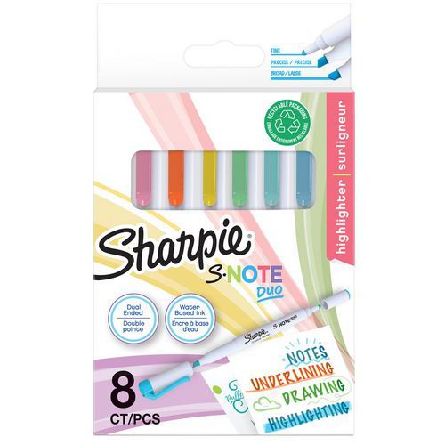 Marcador criativo SNOTE duo ponta biselada e fina sortida – Sharpie