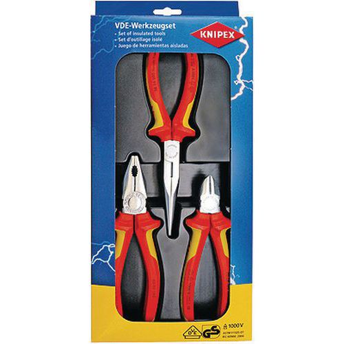 Jogo de 3 alicates isolados 1000 V VDE Knipex