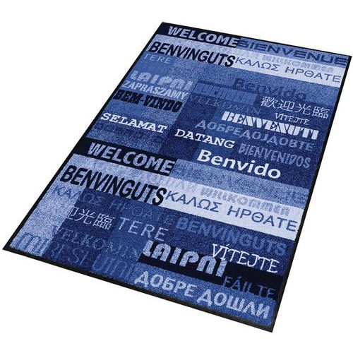 Tapete de entrada decorativo azul para zonas de tráfego pouco intenso New Welcome – Notrax