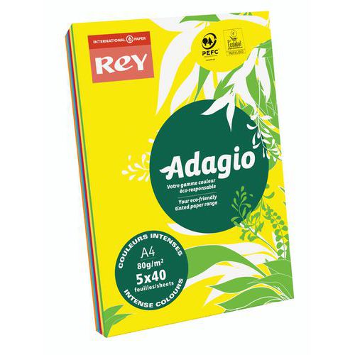 Resma de 200 folhas Adagio – Várias cores – 80 g