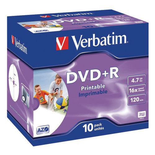 DVD+R imprimível 16X - Lote de 10 Verbatim