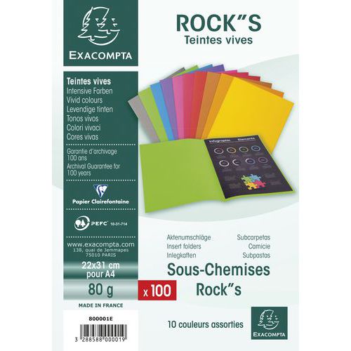 Pacote de 100 pastas interiores Rocks 80 – 22x31 cm – Exacompta