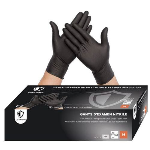 Luvas de exame em nitrilo – Preto – OneProtek