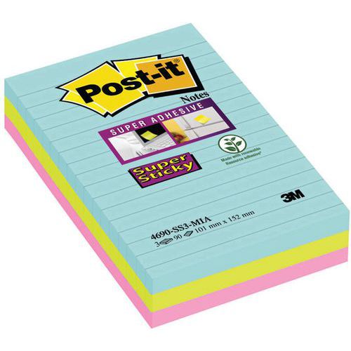 Bloco Meeting Notes de grande formato – cores sortidas – Post-it Super Sticky