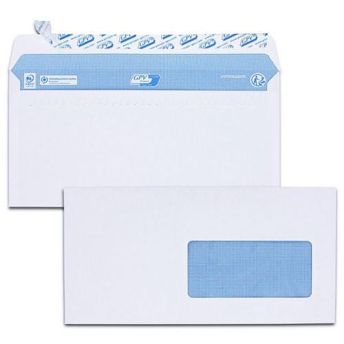 Envelope branco de 90 g/m² com janela 45x100 mm – caixa de 200 unidades