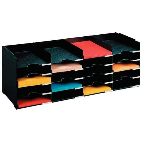 Organizador multi-compartimentos horizontal - Cor preto - Paperflow