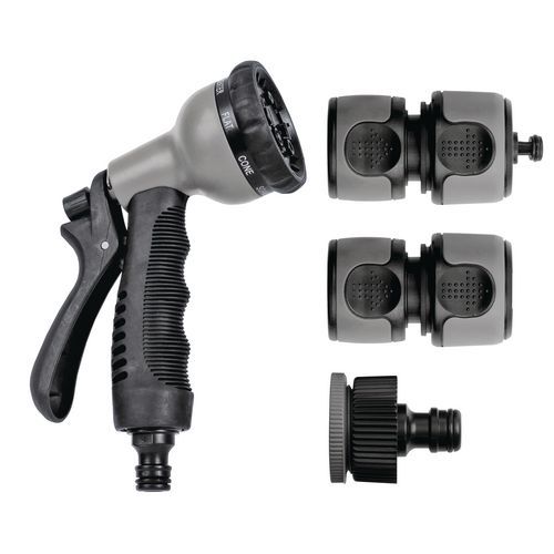 Kit pistola de rega de 5 unidades – Diâmetro 15 mm – Preto/cinza