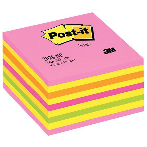 Post-it em cubo fluorescente