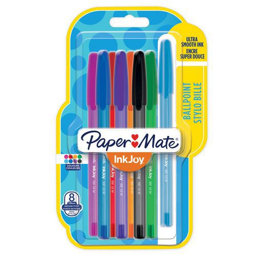 Conjunto de 12 esferográficas InkJoy com tampas sortidas – Paper Mate®