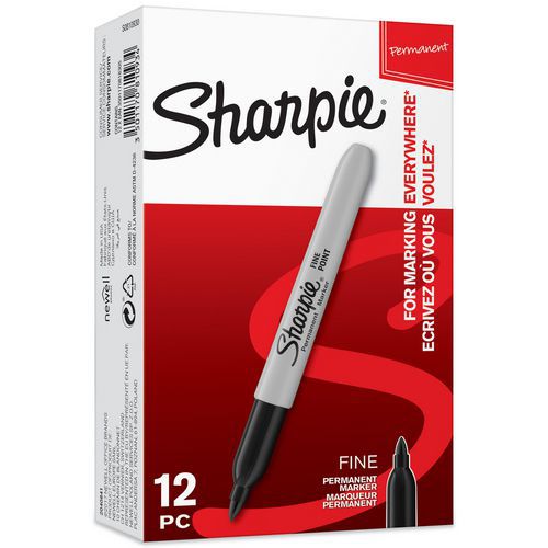 Conjunto de 12 marcadores permanentes de ponta fina – sortidos – Sharpie®