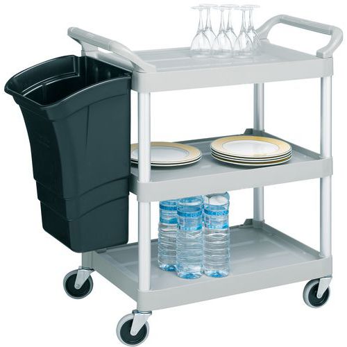 Carro de serviço de plástico, 3 plataformas, 90 kg – Rubbermaid