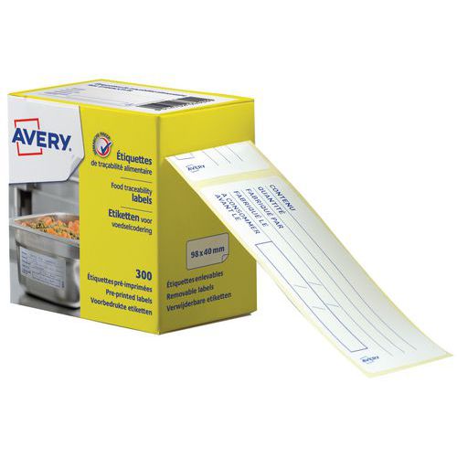 Etiqueta de rastreio alimentar pré-impressa – 98 x 40 mm – em rolo