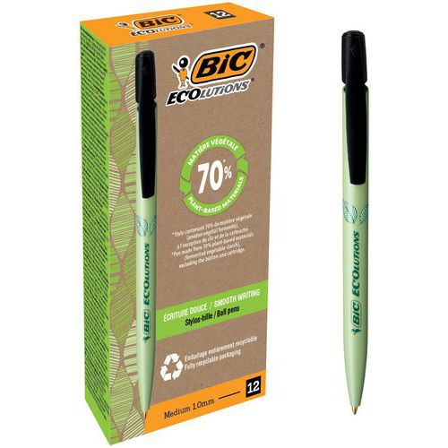 Conjunto de 12 esferográficas BIC Media Clic Bio-Based de ponta média – BIC