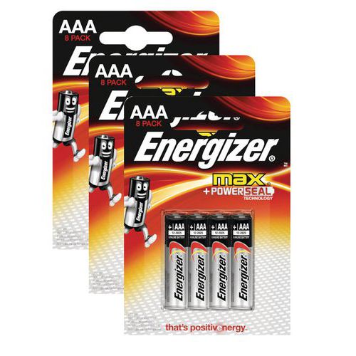 Pilha alcalina – MAX AAA/LR03 FSB8 – conjunto de 3 embalagens de 8 – Energizer