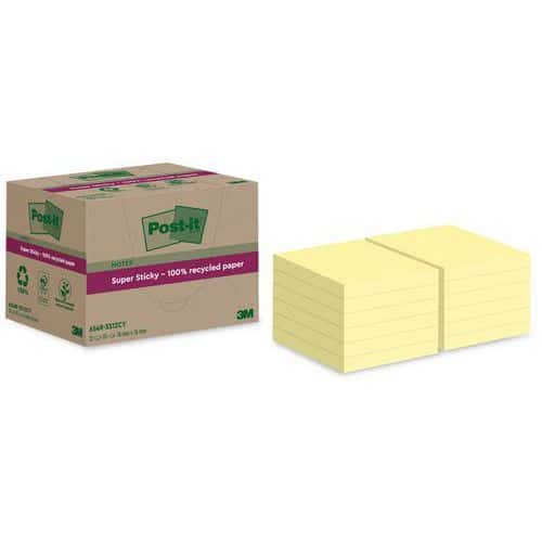 Notas Super Sticky recic. 76x76mm 12 blocos amarelo Post-it®