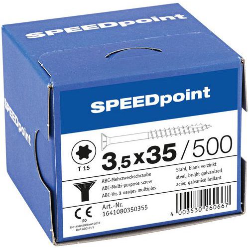 Caixa de parafusos multiusos com cabeça escareada TXØ de 3,5 a 5 mm - SpeedPoint