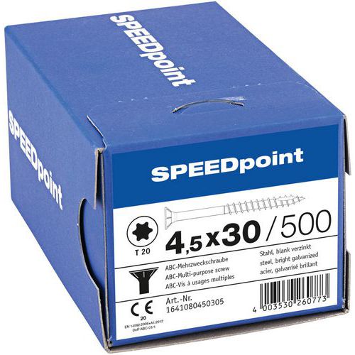 Caixa de parafusos multiusos com cabeça escareada TXØ de 3,5 a 5 mm - SpeedPoint