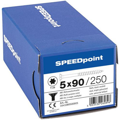 Caixa de parafusos multiusos com cabeça escareada TXØ de 3,5 a 5 mm - SpeedPoint