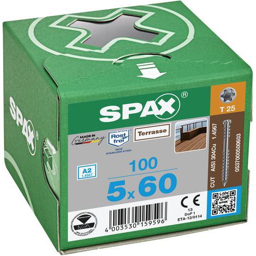 Caixa de parafusos de cabeça cilíndrica para deck TX Ø 5 mm - Spax