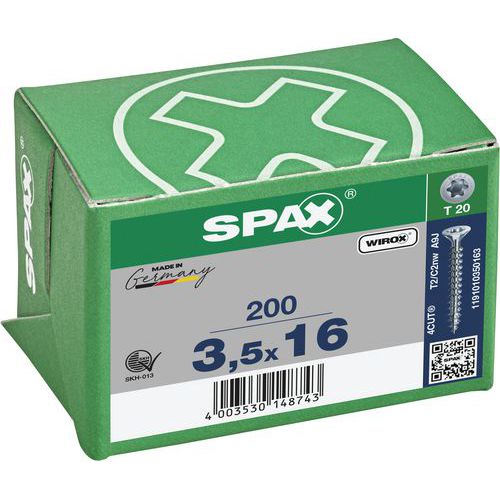 Caixa de 200 parafusos universais de cabeça escareada T-Star Plus TX Ø - Spax