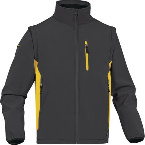 Casaco softshell com mangas amovíveis MYSEN2 – cinzento/amarelo