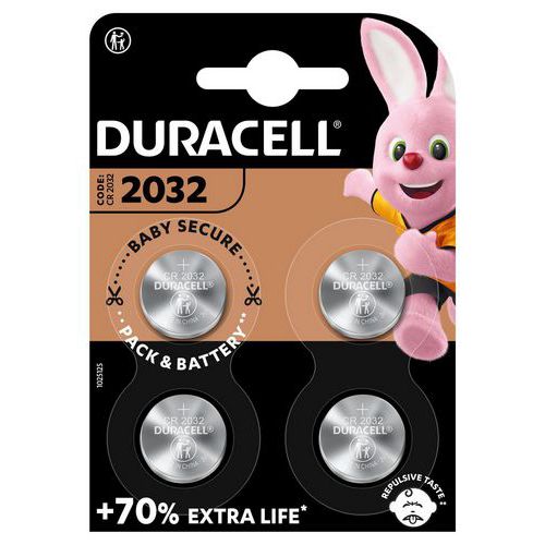 Pilha de botão de lítio 2032 – conjunto de 4 – Duracell