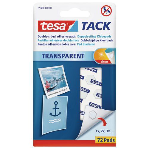 Pastilha adesiva transparente de dupla face Tesa® – estojo de 72