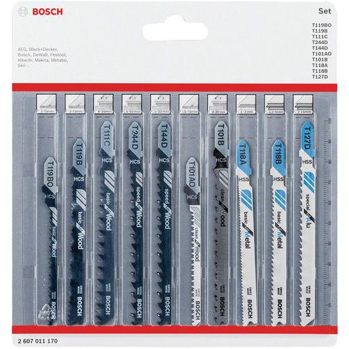 Conjunto de 10 lâminas para madeira e metal JSB 83 - 92 - 100 mm – Bosch