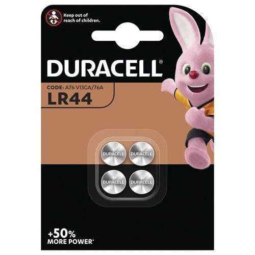 Pilha de botão alcalina LR44 – conjunto de 4 – Duracell