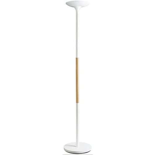 Candeeiro de pé LED Pryska – madeira e branco – Unilux