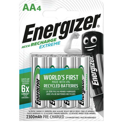 Pilha recarregável reciclada Extreme – AA/LR06 – conjunto de 4 – Energizer