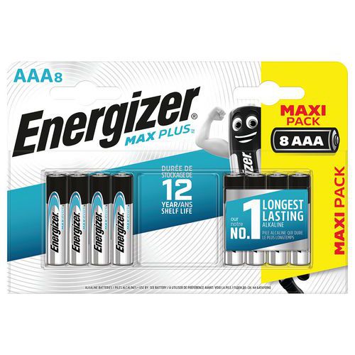 Pilha alcalina Max Plus AAA/LR3 FSB9 – conjunto de 8 – Energizer