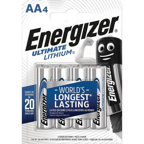 Pilha de lítio Ultimate – AA/LR6 – 1,5 V – conjunto de 4 – Energizer